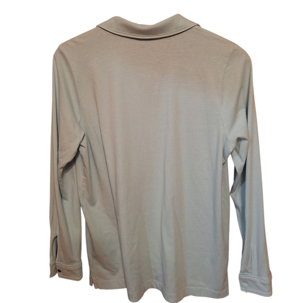 J.Jill 100% Cotton Button Down Minty Long Sleeved Pocket Blouse Ladies Large - Picture 3 of 5